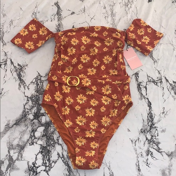 Juicy Couture Floral One-Piece - Orange/Yellow M - Picture 3 of 4